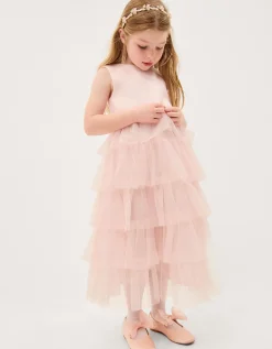 Sleeveless Tiered Party Dress Pink