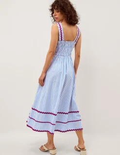 Sloane Floral Stripe Midi Dress Blue