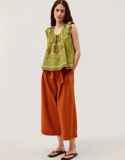 Sofia Cropped Wide Leg Trousers Orange