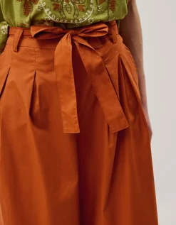Sofia Cropped Wide Leg Trousers Orange