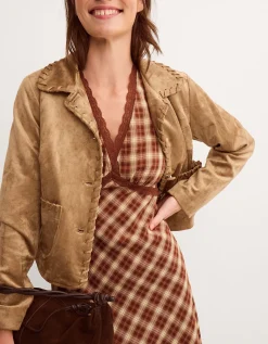 Sofia Faux Suede Jacket Ivory
