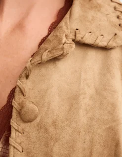 Sofia Faux Suede Jacket Ivory