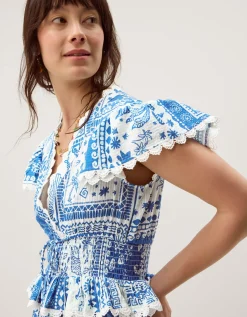 Soleil Print Midi Dress Blue