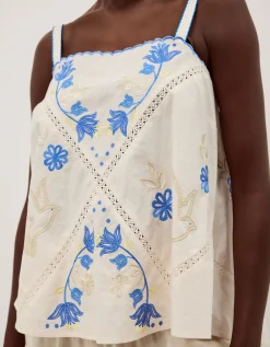 Sophie Sleeveless Embroidered Top Ivory