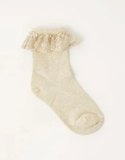 Sparkle Flower Socks Gold