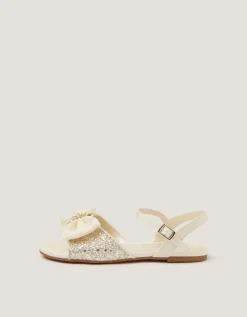 Sparkle Pearl Bow Sandals Ivory