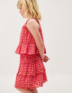 Strawberry Gingham Top & Skirt Set Red