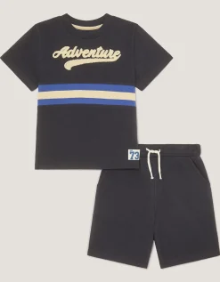 Stripe Jersey T-Shirt & Shorts Set Blue