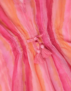 Stripe Tie-Dye Kaftan Pink