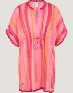 Stripe Tie-Dye Kaftan Pink