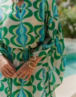 Sundress Lavande Printed Maxi Kaftan Green