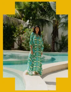 Sundress Lavande Printed Maxi Kaftan Green
