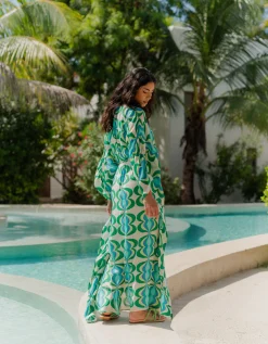 Sundress Lavande Printed Maxi Kaftan Green