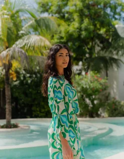 Sundress Lavande Printed Maxi Kaftan Green