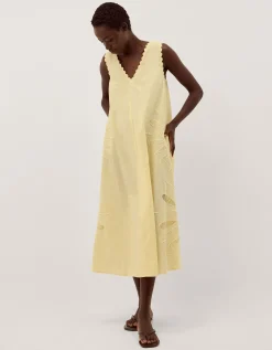 Sunny Sleeveless Scallop Midi Dress Yellow