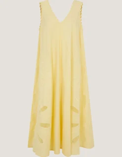 Sunny Sleeveless Scallop Midi Dress Yellow
