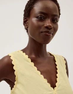 Sunny Sleeveless Scallop Midi Dress Yellow