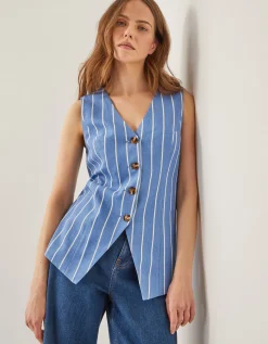 Susan Stripe Waistcoat Blue