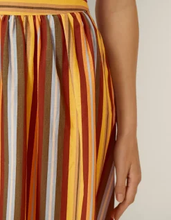 Sydney Stripe Midi Skirt Yellow