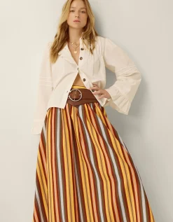 Sydney Stripe Midi Skirt Yellow