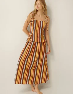 Sydney Stripe Midi Skirt Yellow