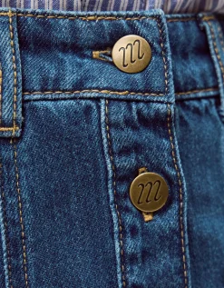 Tamsin Button Denim Midi Skirt Blue