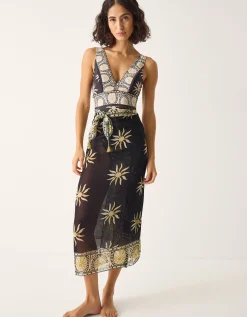 Tanya Plunge Sun Print Swimsuit Black