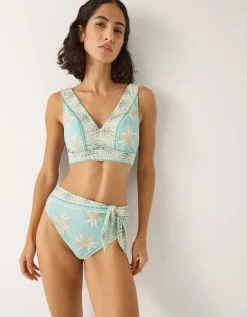 Tashie Sun Print High Waist Bikini Bottom Blue