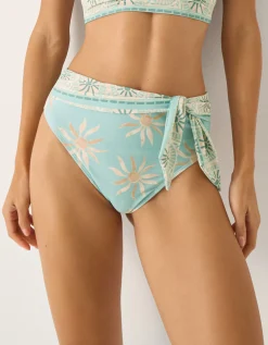 Tashie Sun Print High Waist Bikini Bottom Blue