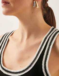 Tate Crochet Trim Tank Top Black