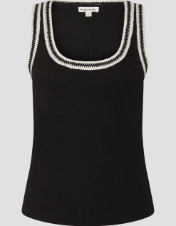 Tate Crochet Trim Tank Top Black
