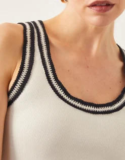 Tate Crochet Trim Tank Top Ivory