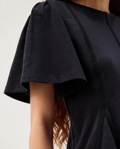 Tate Lace Trim Jersey T-Shirt Blue
