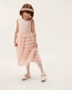 Taylor Sequin Lace Tiered Party Dress Pink