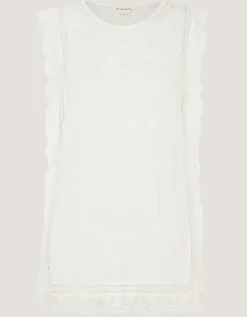 Taylor Sleeveless Embroidered Lace Top White