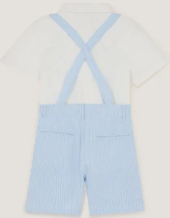 Theo 3-Piece Stripe Short Suit with Braces Blue