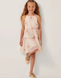 Tilly Sequin Tiered Party Dress Pink