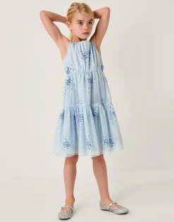Tilly Sequin Tiered Party Dress Blue