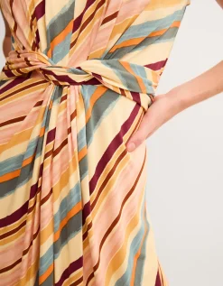 Tola Stripe Jersey Midi Dress Pink
