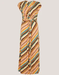 Tola Stripe Jersey Midi Dress Pink