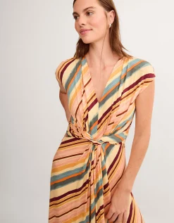 Tola Stripe Jersey Midi Dress Pink