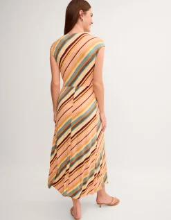 Tola Stripe Jersey Midi Dress Pink