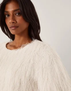 Tori Short Sleeve Fringe Top Ivory