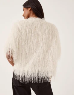 Tori Short Sleeve Fringe Top Ivory