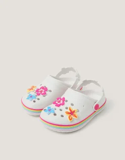 Tropical Flower Clogs White