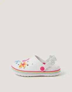 Tropical Flower Clogs White