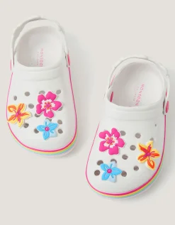 Tropical Flower Clogs White