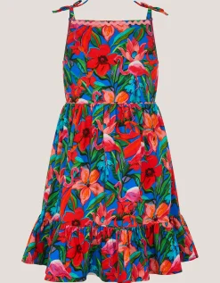 Tropical Print Jersey Beach Dress Pink
