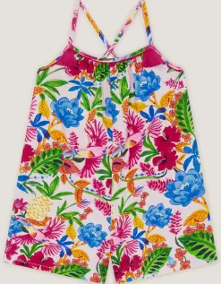 Tropical Print Jersey Playsuit Multi