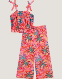 Tropical Swirl Tank Top & Trousers Set Orange